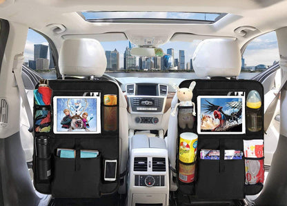 Heyham Back Seat Car Organiser, Waterproof Auto Seat Back Protectors Kick Mat for Kids with 10.5" iPad Tablet Touch Screen Holder and Multi Pockets Travel Storage(2 Pack)