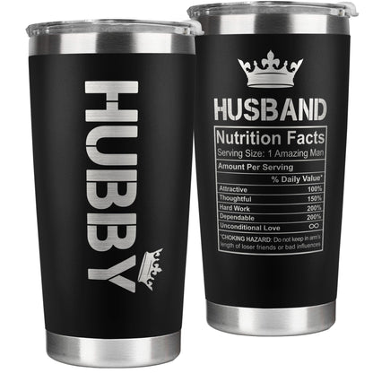Mocosweeties Gifts for Husband from Wife - Wedding Anniversary for Him, Valentines Day, Fathers Day, Birthday Gifts for Him - Present for Husband from Wife - 20 Oz Black Stainless Steel Tumbler