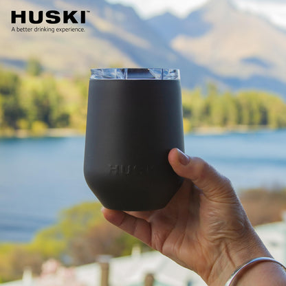 Huski Wine Tumbler 2.0 | NEW | Award-winning Design with Detachable Stem | Premium Stainless Steel Wine Glass with Lid | Triple Insulated Tumbler | 12oz Capacity | Great Gift (Brushed Stainless)