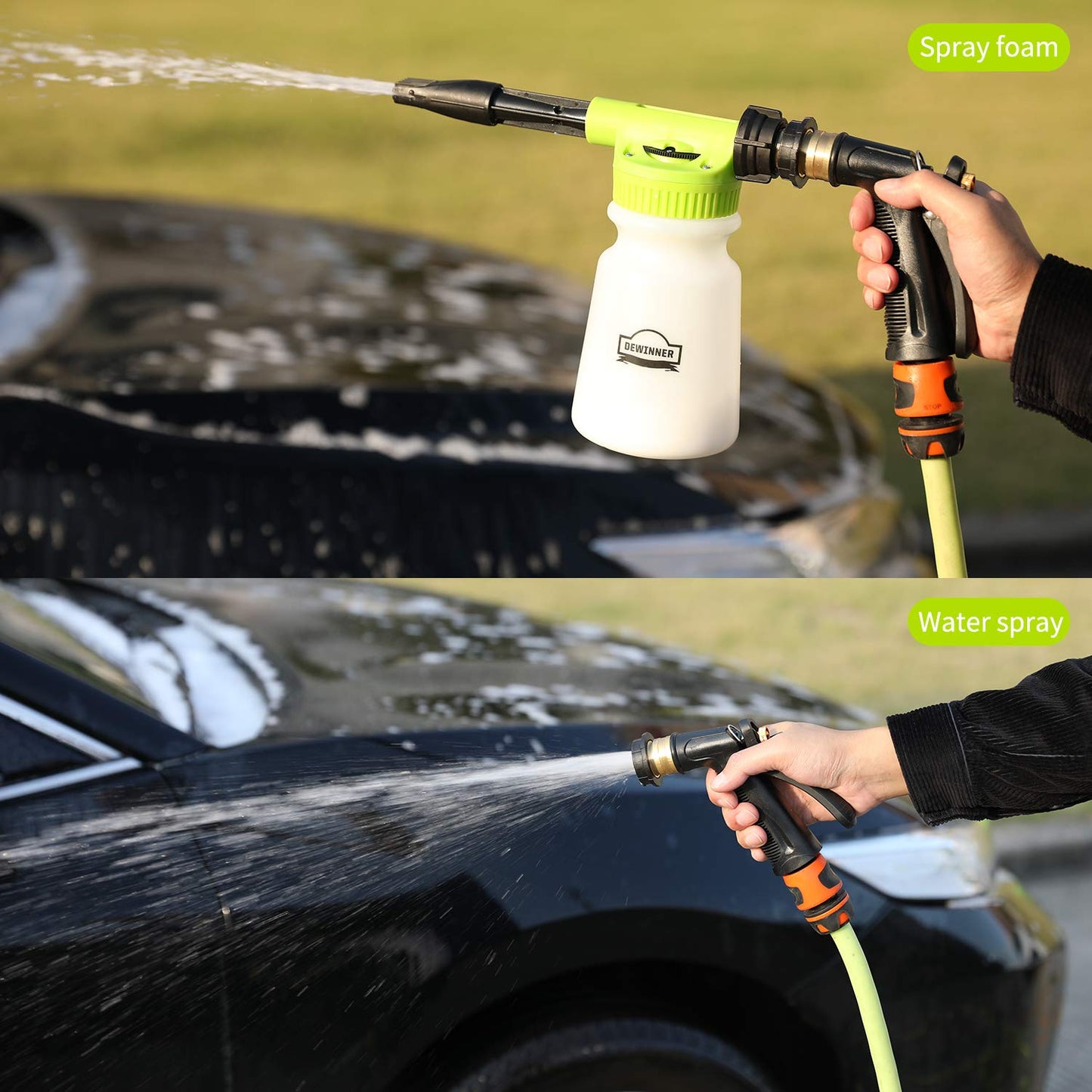 Car Wash Foam Cannon, DEWINNER Foam Blaster, Quick Release Soap Washer gun, Quick Connect to Garden hose Snow Lance, Auto Washer Sprayer, With Cleaning Kit