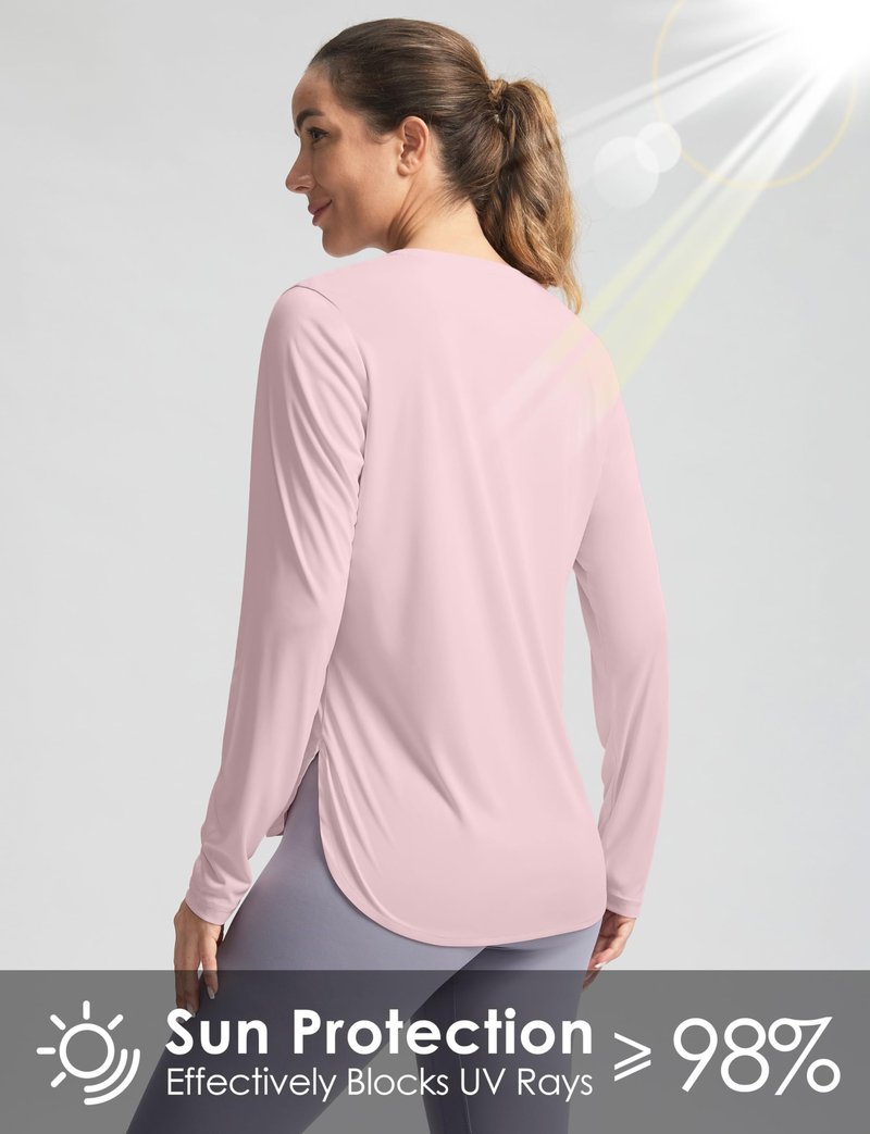 Women's Sun Shirts UPF 50+ Long Sleeve UV Protection Shirt Lightweight Quick Dry Workout Hiking Tops for Women(Seashell Pink,M)