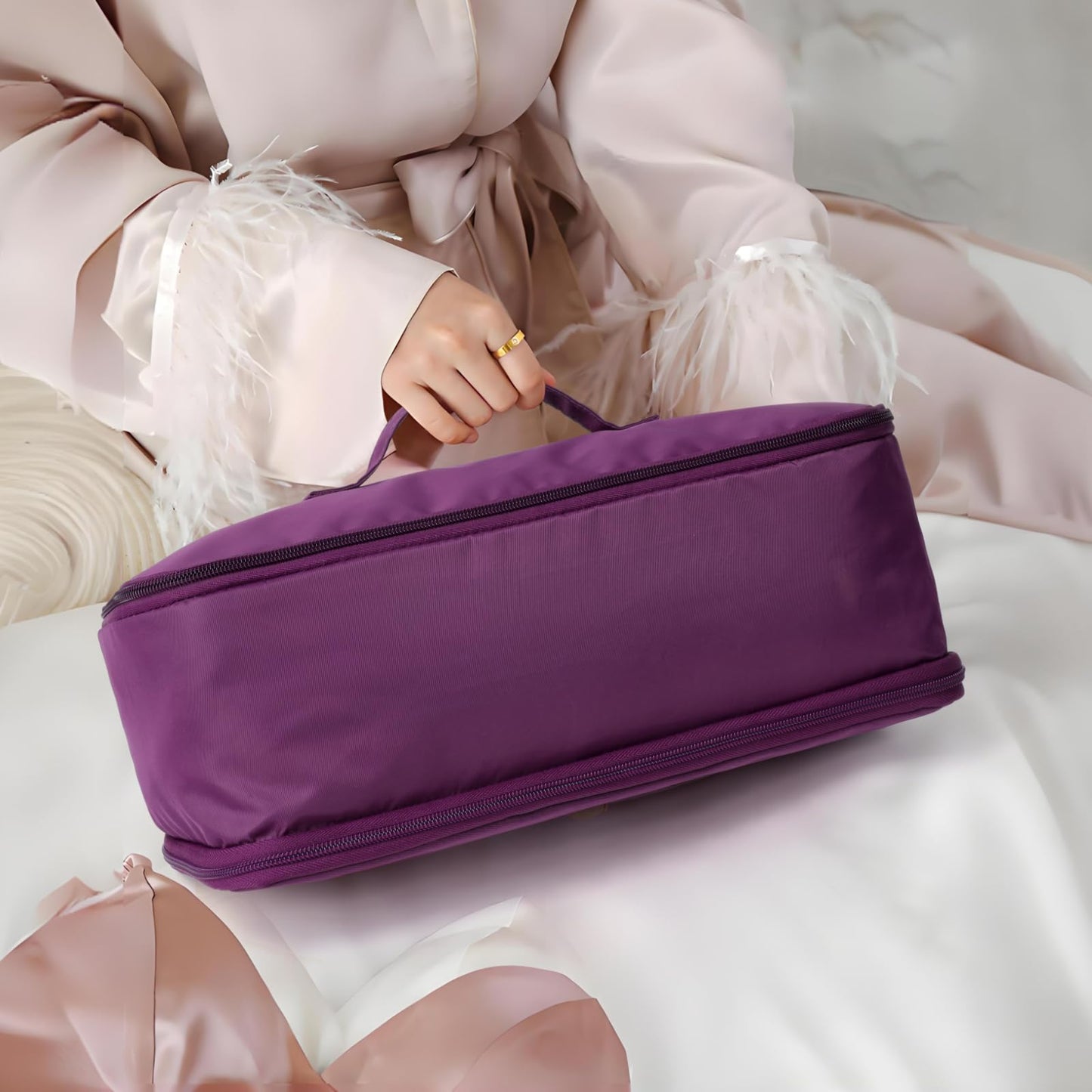 Cambond Travel Underwear Organizer Bag - 4-in-1 Lightweight Double Layer Bra Underwear Travel Bag Organizer, Portable Expandable Compression Packing Organizer, Packing Cubes for Women