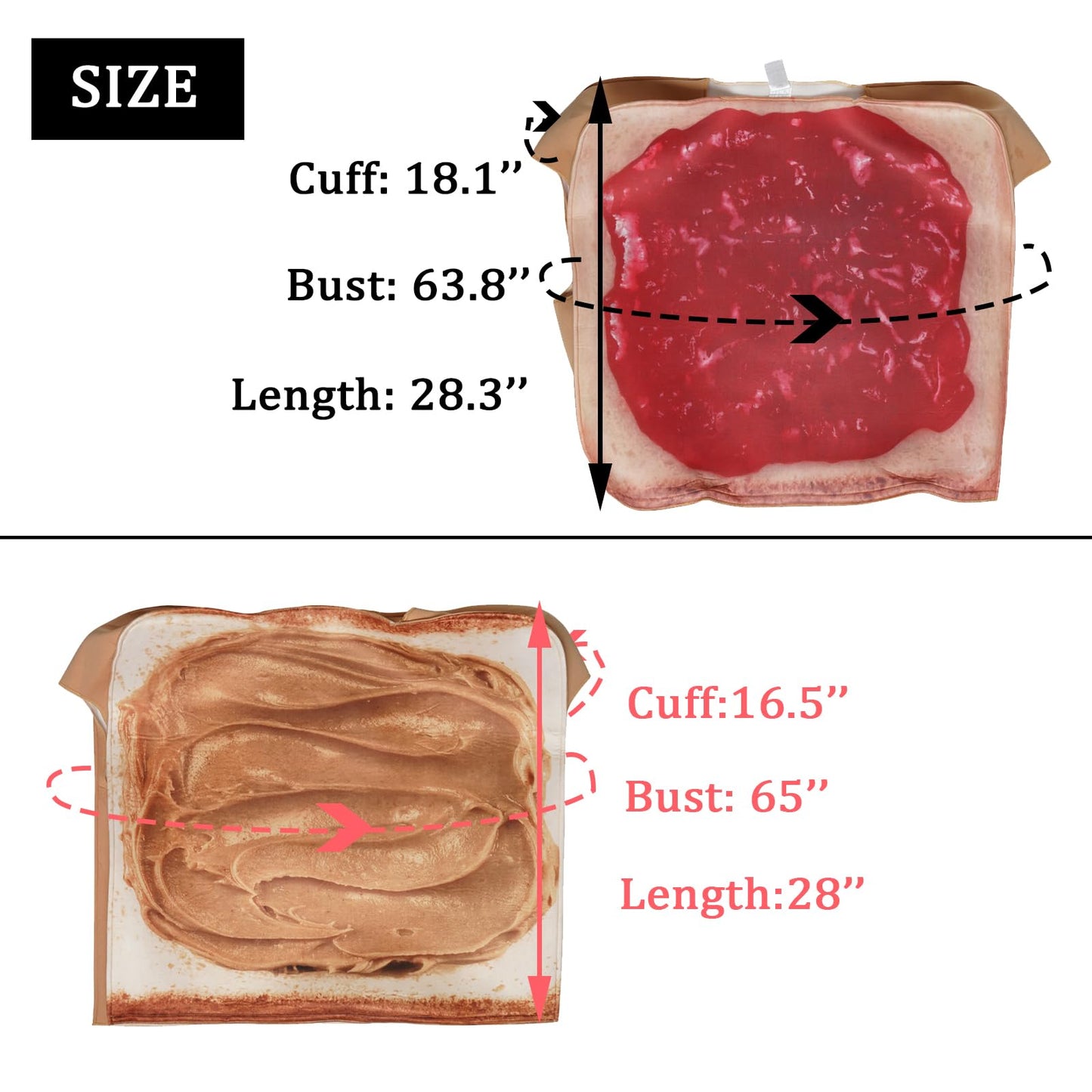 EraSpooky Couple Halloween Costume Bread Slices Peanut Butter and Jelly Costume Adults Cosplay Party Funny Food Mascot (Couple Jam Suit(2PCS))