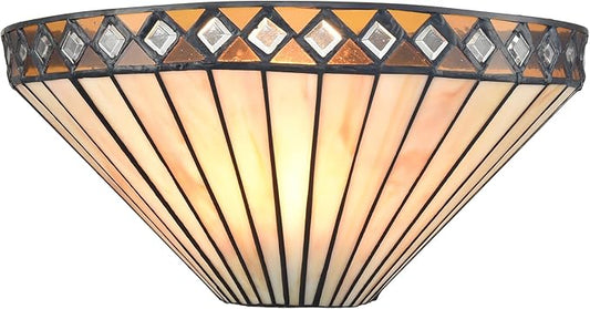Tiffany Wall Sconce 12-Inch 1-Light Vintage Stained Glass Sconce Light Tiffany Style Sconces Wall Lighting for Bedroom Hallway Living Room Corner Stairwell Corner