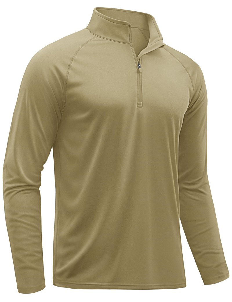 TACVASEN Men's Quarter Zip Pullover Golf Shirts Sun Protection Athletic Quick Dry Fit Sports Long Sleeve Running UV Outdoor Shirts Dull Cyan