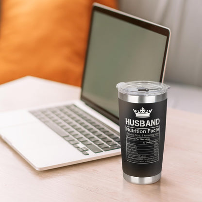 Mocosweeties Gifts for Husband from Wife - Wedding Anniversary for Him, Valentines Day, Fathers Day, Birthday Gifts for Him - Present for Husband from Wife - 20 Oz Black Stainless Steel Tumbler