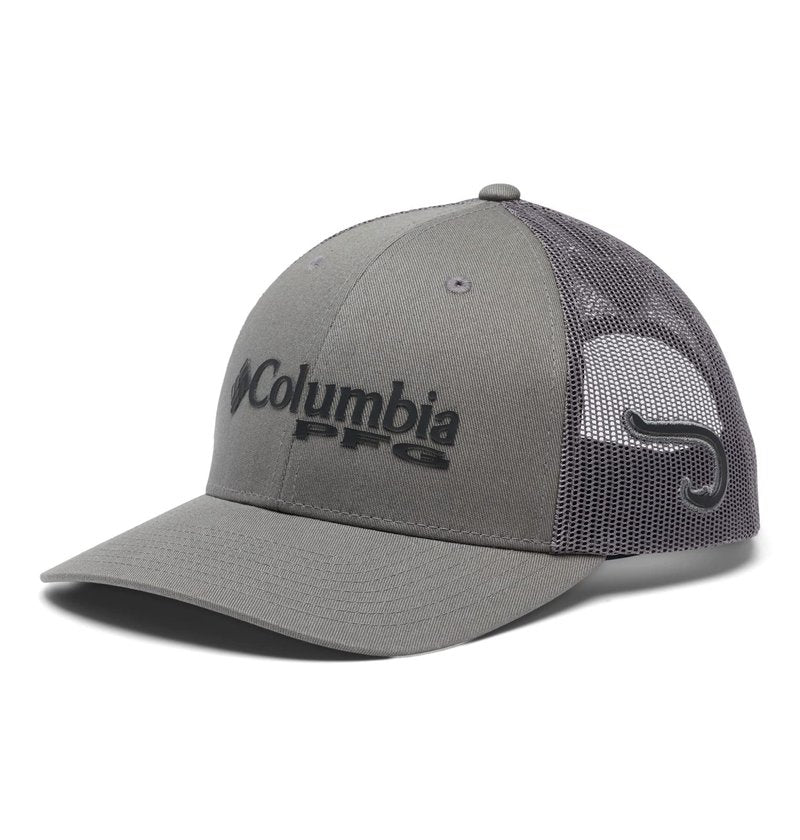 Columbia Unisex PFG Logo Mesh Snap Back, Titanium/Black/Hook, One Size