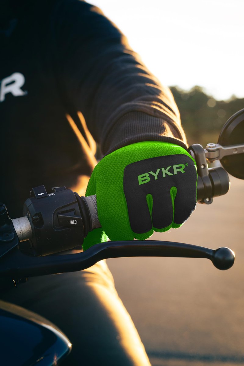 BYKR All-Weather Motorcycle Gloves for Men & Women – Protection for Dirt Bike, BMX, MX, and ATV Riding – FL Green M