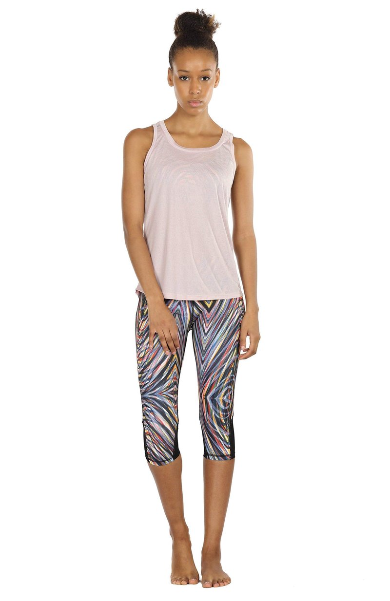 icyzone Yoga Tops Activewear Workout Clothes Open Back Fitness Racerback Tank Tops for Women(XL,Black/Pale Blush)