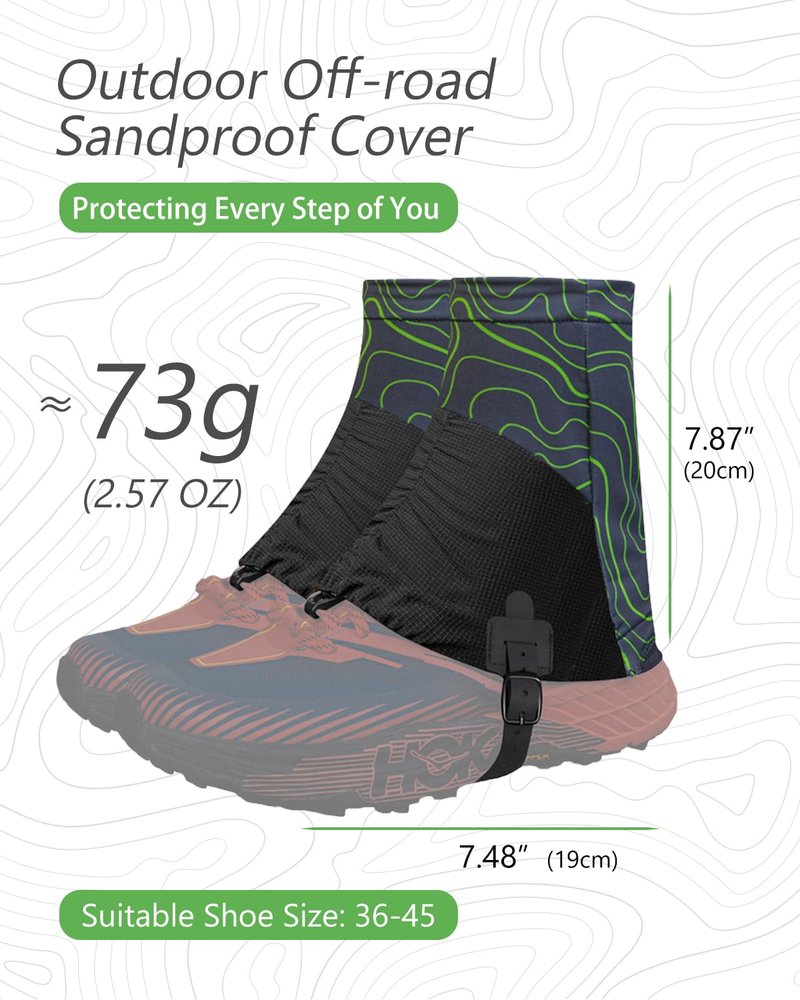 Danuosie Trail Gaiters, Low Ankle Shoe Gaiters for Hiking Boots, Waterproof Boot Gators Protectors for Walking, Running & Hunting - Keeps Sand, Mud & Debris Out