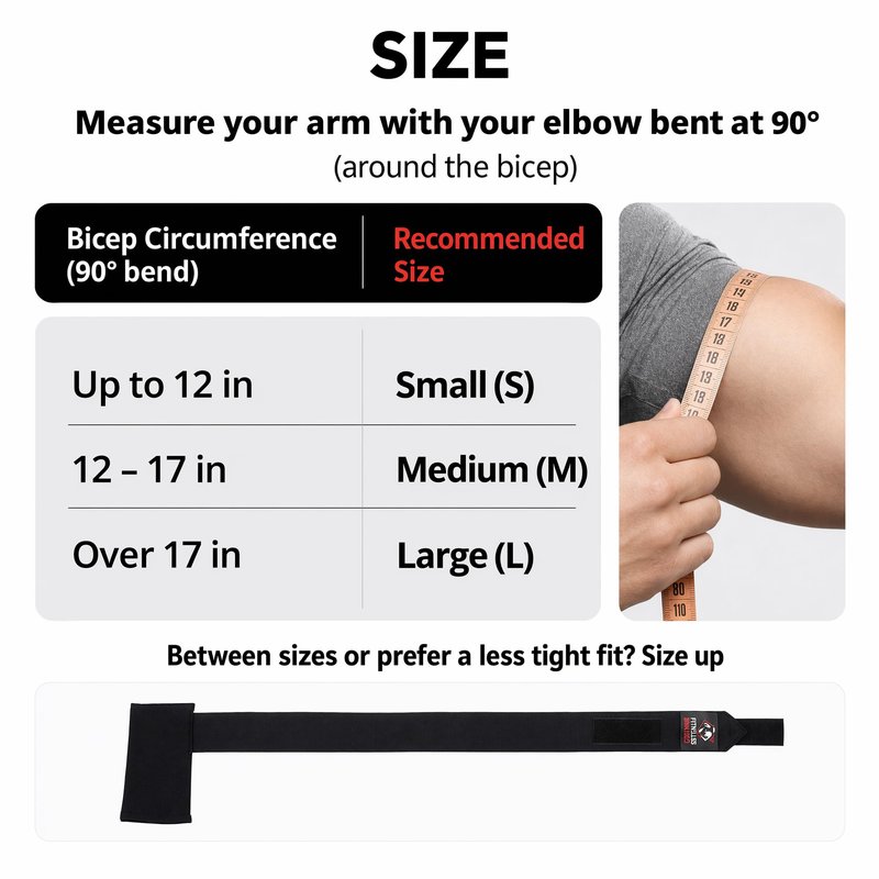 Prime Beast Hybrid Elbow Wraps for Weightlifting, Compression Sleeve and Adjustable Wrap Support for Bench Press, Powerlifting, and Gym Training (1 Pair) (Black, Small)