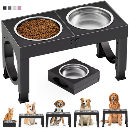 Elevated Dog Bowls Large Breed XIAZ Raised Dogs Bowl Stand Large/Medium Sized Dog 1L Food Water Bowl Stands 5 Heights Adjustable 9/11/12/14in Black Pet Feeder Dish Station