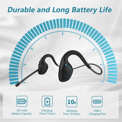 BANIGIPA Bluetooth Headset with Boom Microphone, Open Ear Headphones w/Noise Canceling Mic, Wireless Headset for Phone Laptop PC Computer, Light and Comfortable for Office Meeting Home Working-10 Hrs