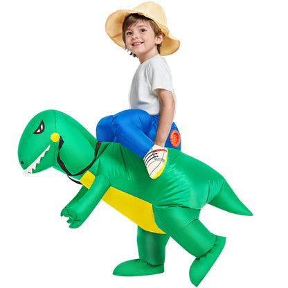 BROWNYEW Inflatable Dinosaur Costume Kids Riding T Rex Blow Up Funny Fancy Dress Party Halloween Costume