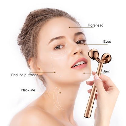 Tekson Faical Roller Massager, 3D Metal Face Massage Tool for Reduce Puffiness, Remove Eye Wrinkles, Face Lift, Increase Firmness, Anti-Aging, Skin Tightening (Zinc Alloy)