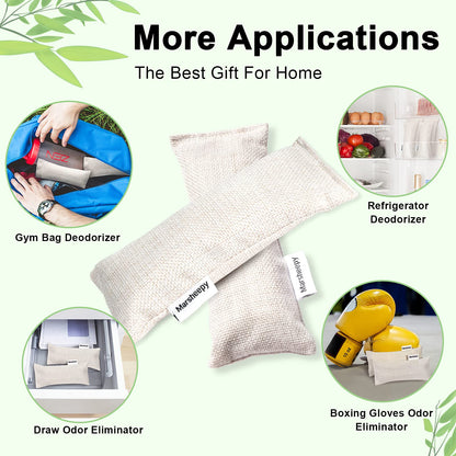 12 Pack Bamboo Charcoal Shoe Deodorizer Bags，Shoe Odor Eliminator,Charcoal Air Purifying Bags, Activated Charcoal Odor Absorber for Gym Bag, Car, Pet, Closet