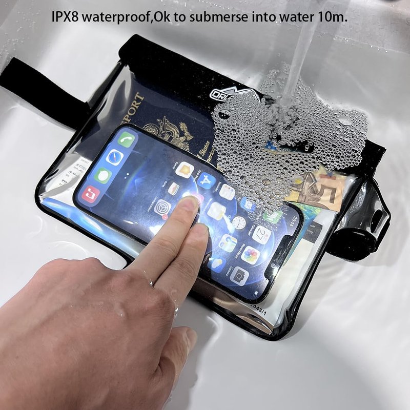 DRLOKPAK Waterproof Waist Bag Pouch Fanny Pack Bum Bag with Secret Holder Keeps Your Phone Kindle Wallet Watch & Valuables Dry - Perfect for Surf Canoe Swim Snorkel Dive Beach Pool(Black)