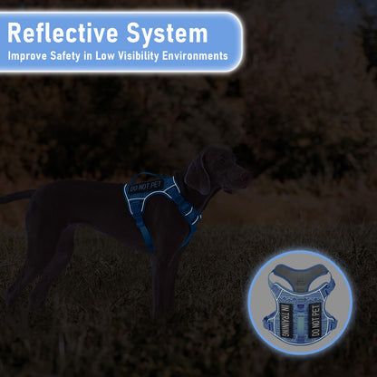 Dog Vest Harness for Medium Sized Dogs No-Pull Tactical Harness with 2 Metal Leash Clips, Easy On/Off with Neck Buckle, Adjustable Soft Padded Reflective Oxford Dog Vest with Easy Control Handle