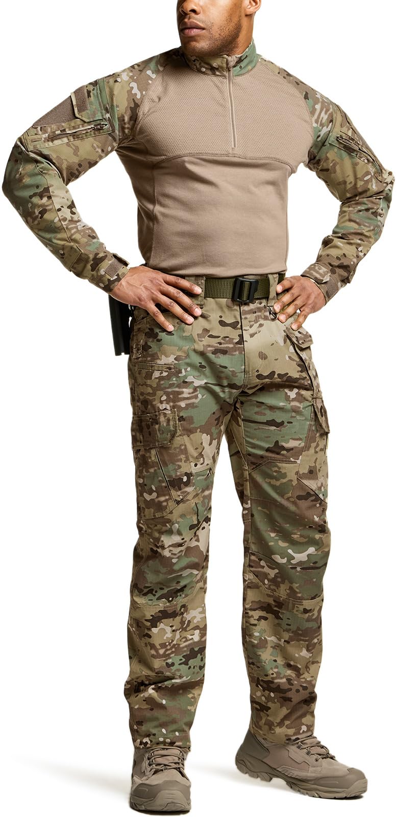 CQR Men's Tactical Pants, Water Resistant Ripstop Cargo Pants, Lightweight EDC Work Hiking Pants, Outdoor Apparel, Duratex Mag Pocket Utility Camo, 30W x 30L