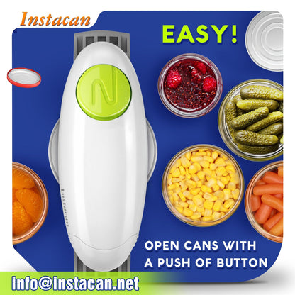 INSTACAN Higher Torque and One Touch Electric Jar Opener Easy Remove Almost Size Lid with Auto-Off, Powerful Bottle Opener for Arthritic Hands, Automatic Jar Opener for Weak Hands and Seniors (White)