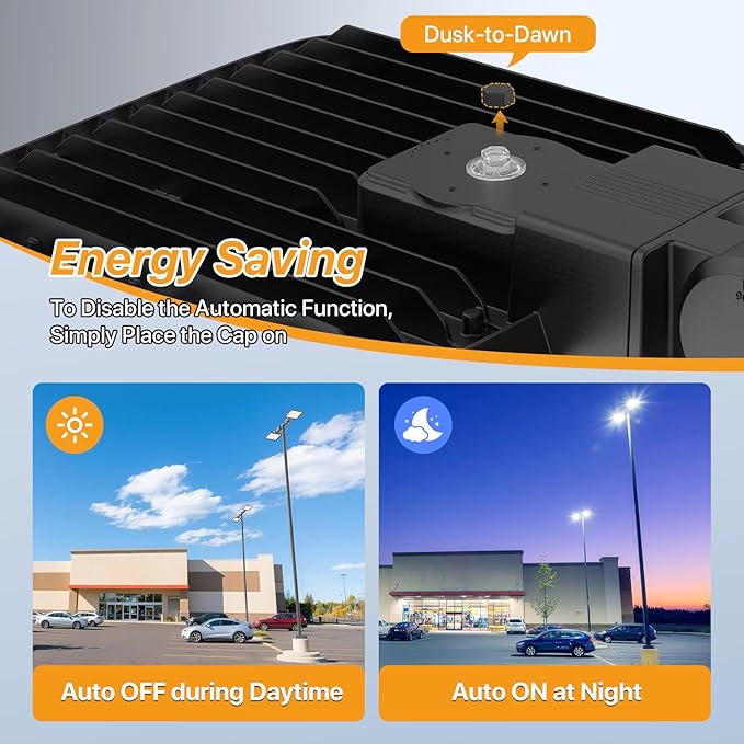 200W Led Parking Lot Light with Dusk to Dawn Photocell 120V Slip Fitter Pole Mount Lights 5000K Outdoor IP65 Waterproof Commercial Street Area Lighting for Parking Lot, Barn, Church