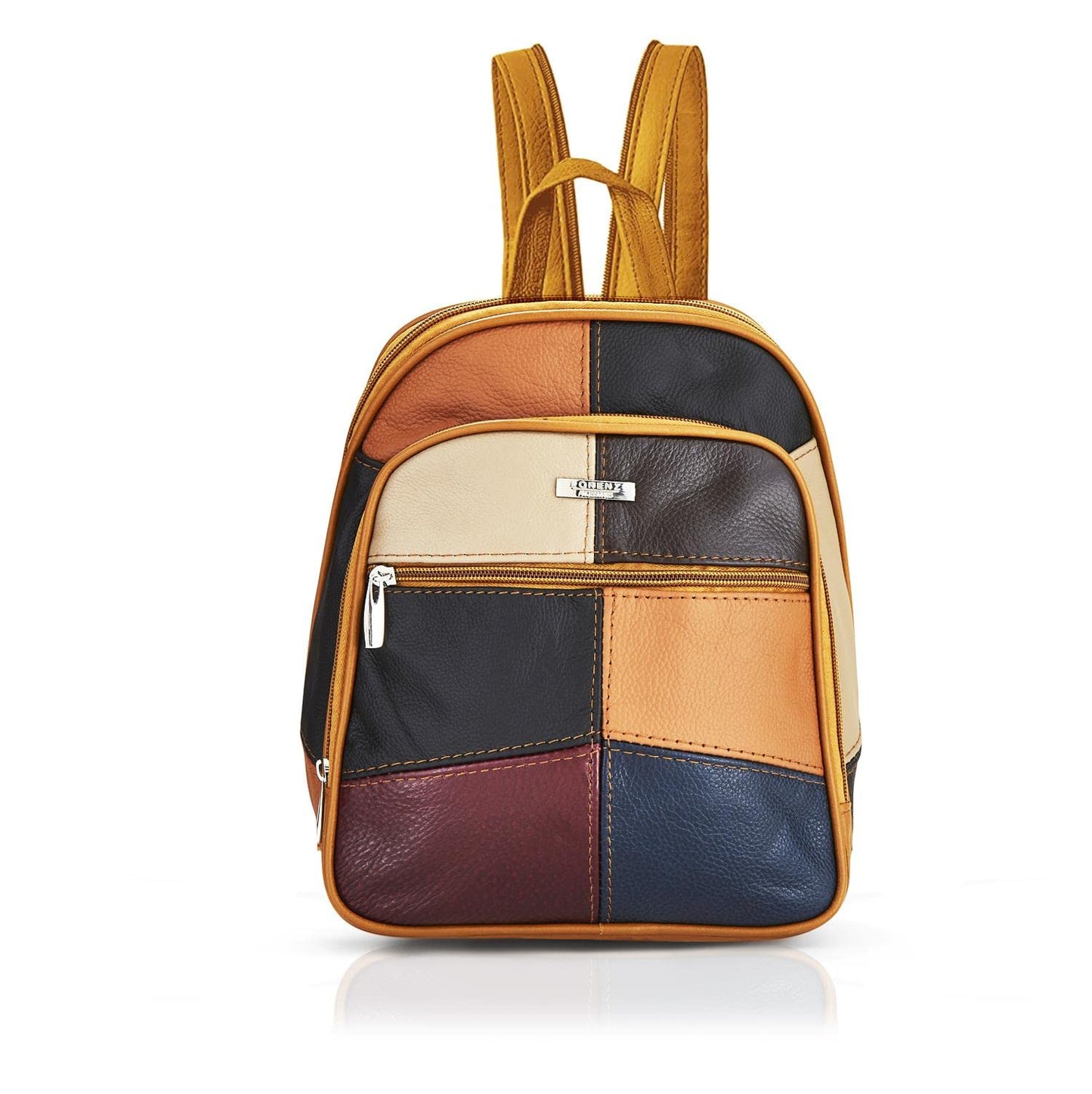 Woodland Leathers women's fashion backpacks small black backpacks for women with anti theft zipper and hand bag handle, 2 in 1 Sling Backpack (Patch Design)