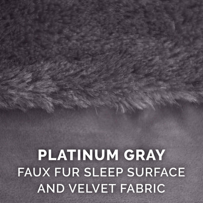 Furhaven Pet Dog Bed Cover - Plush Faux Fur & Velvet L Shaped Chaise Lounge Living Room Corner Couch Pet Bed Replacement Cover for Dogs & Cats, Platinum Gray, Jumbo