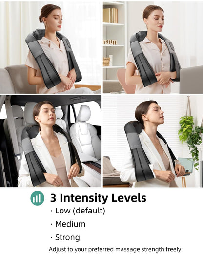 Nekteck Neck Massager for Pain Relief Deep Tissue, FSA Eligible Shiatsu Back Massager with Heating 3D Kneading Massage Pillow for Shoulder Leg Muscle, Office Home Car Use, HSA Eligible, Plug-in Use
