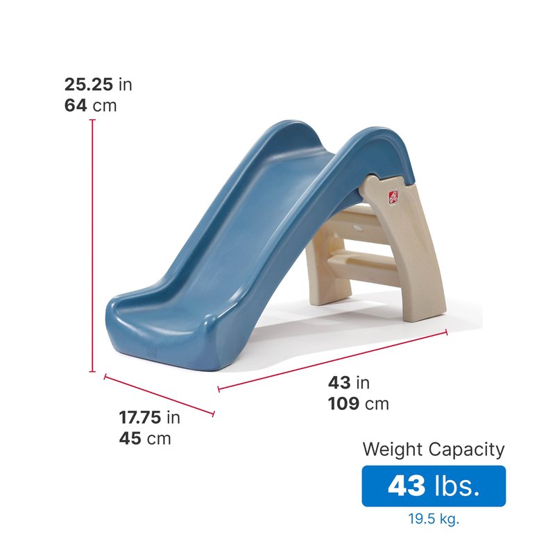 Step2 Play & Fold Junior Slide, Kids Indoor/Outdoor Play Slide, Backyard Playground Set, Easy Grip, Wide Ladder, Outside Jungle Gym, For Toddlers 1.5-4 Years Old