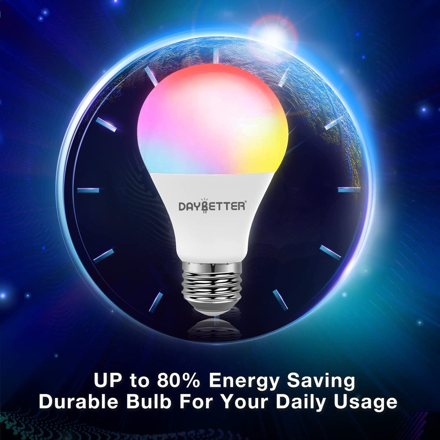 DAYBETTER Smart Light Bulbs, Alexa Light Bulb, WiFi Light Bulbs, RGBCW Color Changing Light Bulb A19 9W 800LM, Smart Bulbs that Work with Alexa & Google Assistant, 2.4Ghz only, No Hub Required,10 Pack