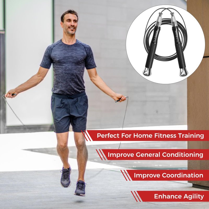 Huhloch Speed Jump Rope for Men Women Adults, Workout Fitness Boxing Jumping Ropes with Smooth Rotate Double Bearing Balls, Double Under Skipping Rope with 2 Pcs Tangle-free Cable to Replacement