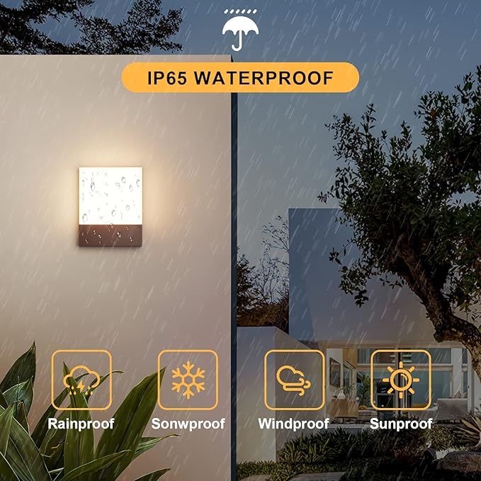 1-Pack Modern Outdoor LED Wall Light,24W 3000K Wall Porch&Patio Light,IP65 Led Exterior Wall Lights Fixtures,Low Profile Wall Sconce for House Yard Garage Walkway Garden(Rust Red)