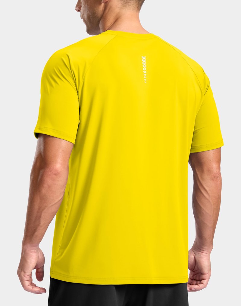 G Gradual Men's Athletic Workout T-Shirts Moisture Wicking Cooling Running Shirts Short Sleeve Performance Tee for Gym Tennis(Yellow,L)