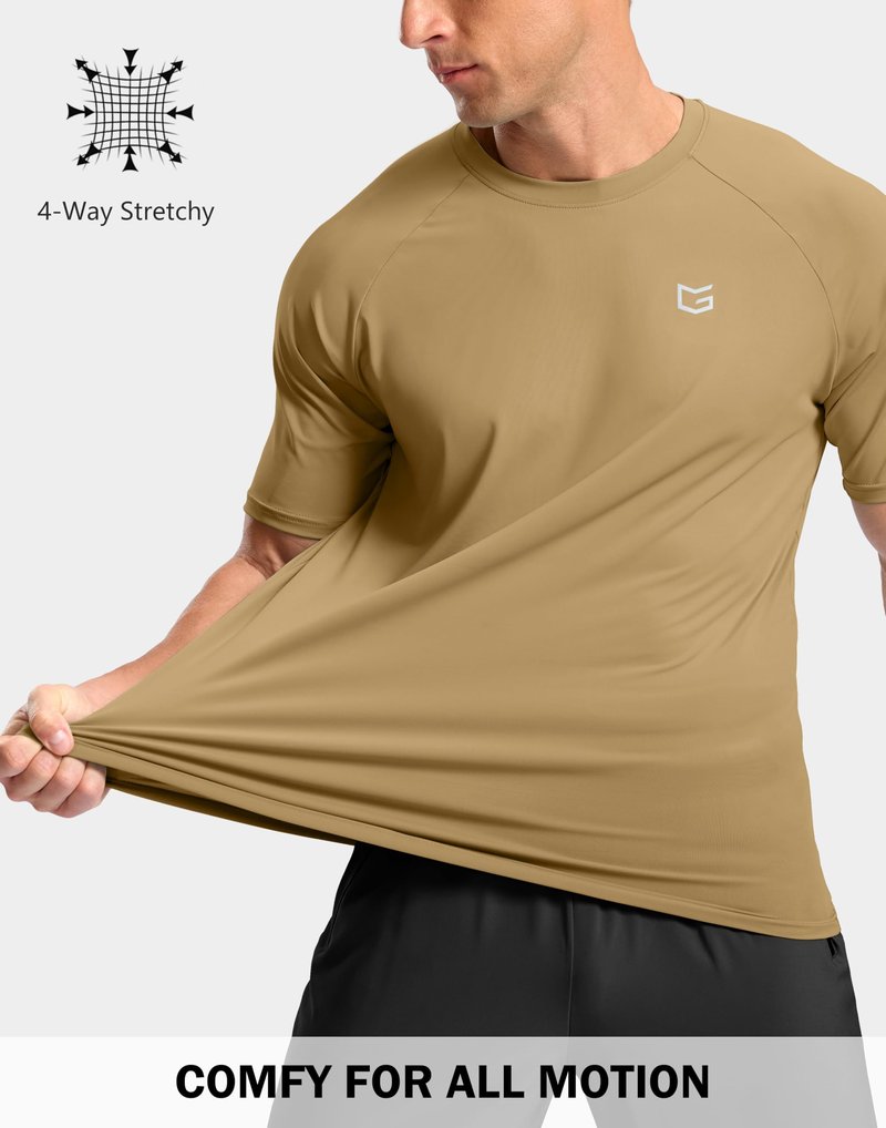 G Gradual Men's Athletic Workout T-Shirts Moisture Wicking Cooling Running Shirts Short Sleeve Performance Tee for Gym Tennis(Khaki,3XL)