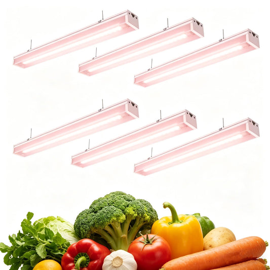 Grow Lights for Indoor Plants Full Spectrum Grow Lights for Seed Starting,4FT Plant Light for Indoor Plants,252W(6x42W 1400W Equivalent) Linkable Design,Greenhouse,Pinkish White,6 Pack