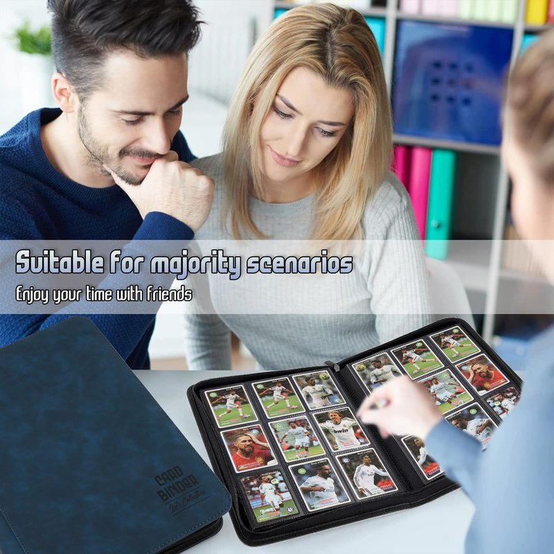 Trading Card Binder, Premium 9 Pocket Double Sided 540 Pocket PU Card Collection Binder, Collectible Trading Card Albums for MTG, TCG, Sport Card, Game Cards (Navy)