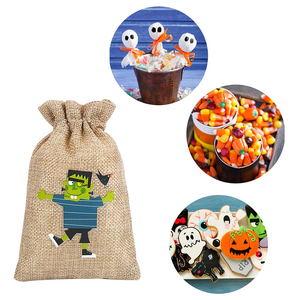 CCINEE 36pcs Burlap Halloween Party Bags Novelty Linen Jute Bags 4" x 6" for Halloween Gifts Packing Party Decoration Supplies