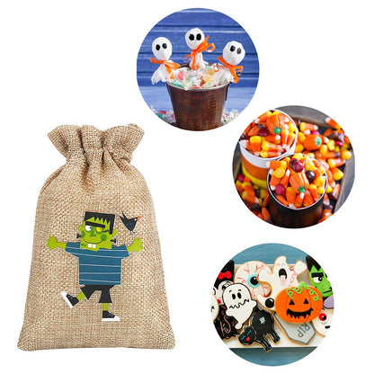CCINEE 36pcs Burlap Halloween Party Bags Novelty Linen Jute Bags 4" x 6" for Halloween Gifts Packing Party Decoration Supplies