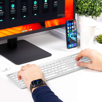 Wireless Keyboard and Mouse Set, iClever Keyboard and Mouse Rechargeable Full Size with Numeric Keypad, Energy Saving 2.4G USB Ultra Slim Silent Wireless for Mac OS/Windows/Computer/Laptop