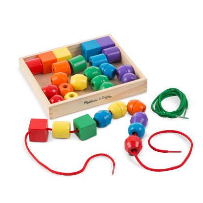 Melissa & Doug Wooden Lacing Beads | Developmental Toy | Wooden Toy | Problem Solving | 3+ | Gift for Boy or Girl