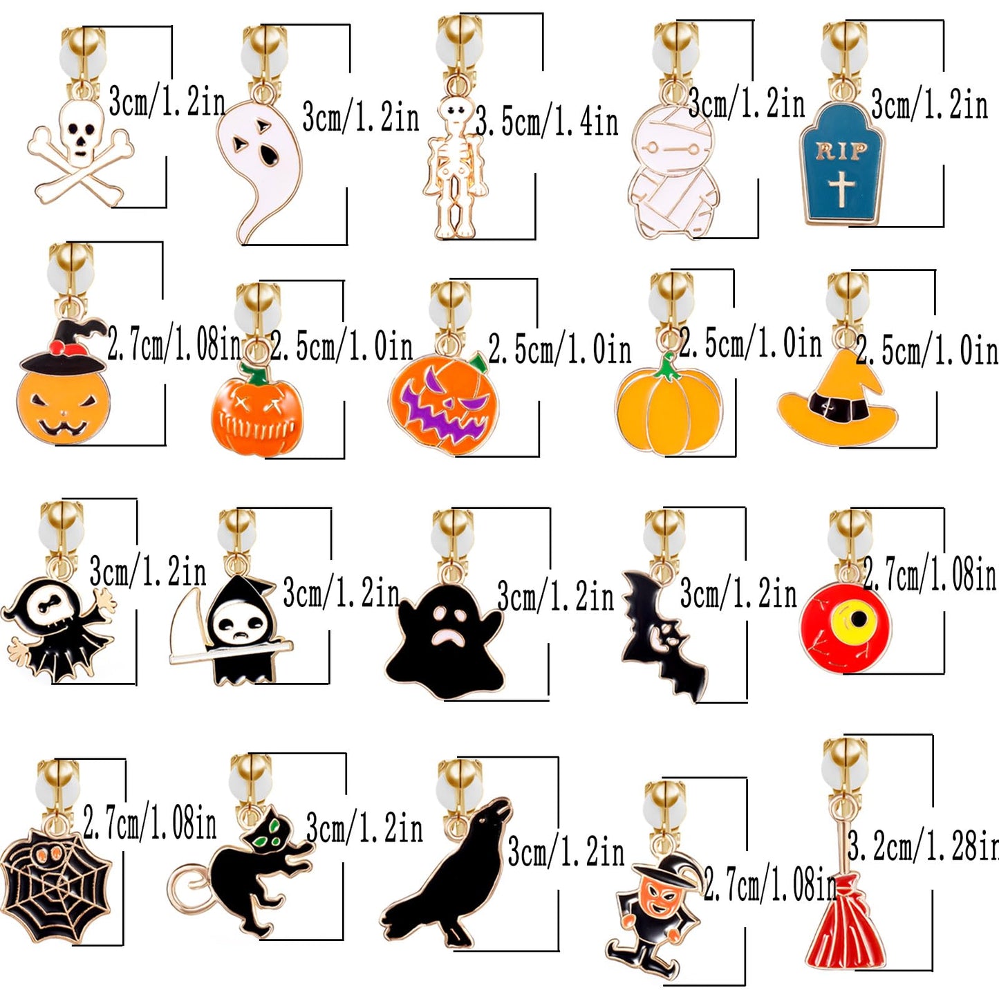 A Halloween Earrings Set of 20 Pairs Clip on Earrings for Without Pierced Ears,Vibrant Themes Like Pumpkin,Magic Broom, Fifty Hats, Crow, Bat, Black Cat