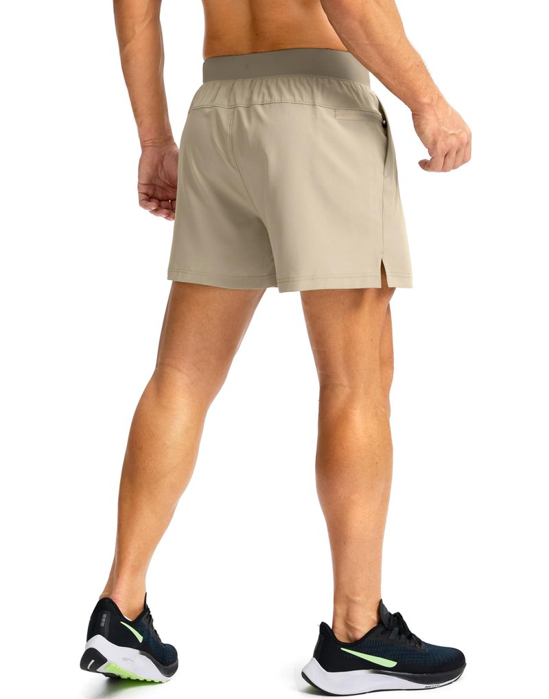 Soothfeel Men's Running Shorts with Zipper Pockets 9"/ 7"/ 5" Lightweight Quick Dry Basketball Gym Workout Athletic Shorts for Men (Khaki, L)