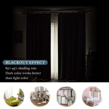 PONY DANCE Short Blackout Curtains 45 inch Long - Thermal Insulated Black Curtains for Bathroom/Kitchen/Bedroom, 42 Wide by 45 Inches Length, Black, 2 Panels