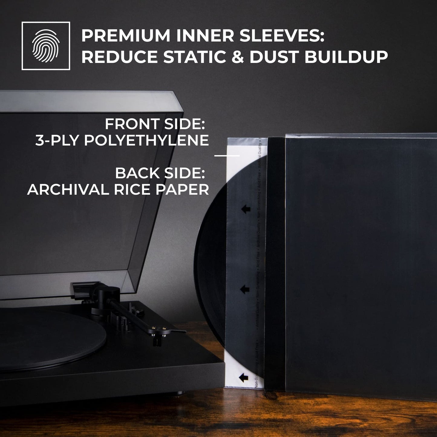 BIG FUDGE Vinyl Record Inner & Outer Sleeve Bundle - 12" x 25pcs High-Density Polypropylene Outer Sleeve Album Covers & 12" x 25pcs Archival Anti-Static Rice Paper LP Inner Sleeves