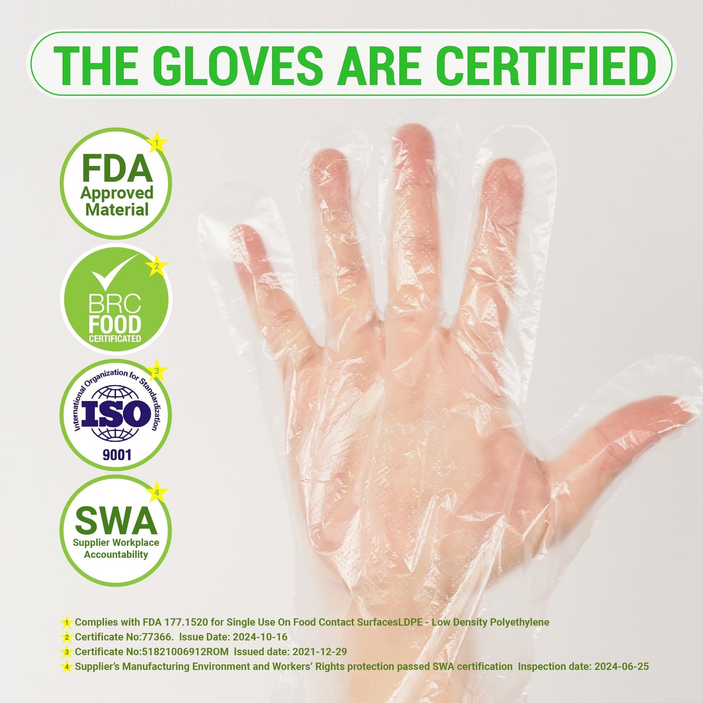 GENERALCARE 100 Pcs Disposable Plastic Gloves Food Handling Service Gloves Disposable for Cooking Kitchen Cleaning Food Prep Safe Restaurant Dye Universal Size