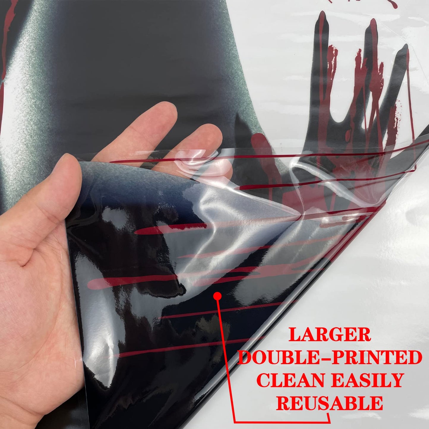 Funnlot Halloween Window Clings - Large Spooky Halloween Window Decorations Decals Stickers Scary Bloody Handprint Skullprint Footprint for Windows Floor Glass Bathroom Indoor Outdoor Party Decoration