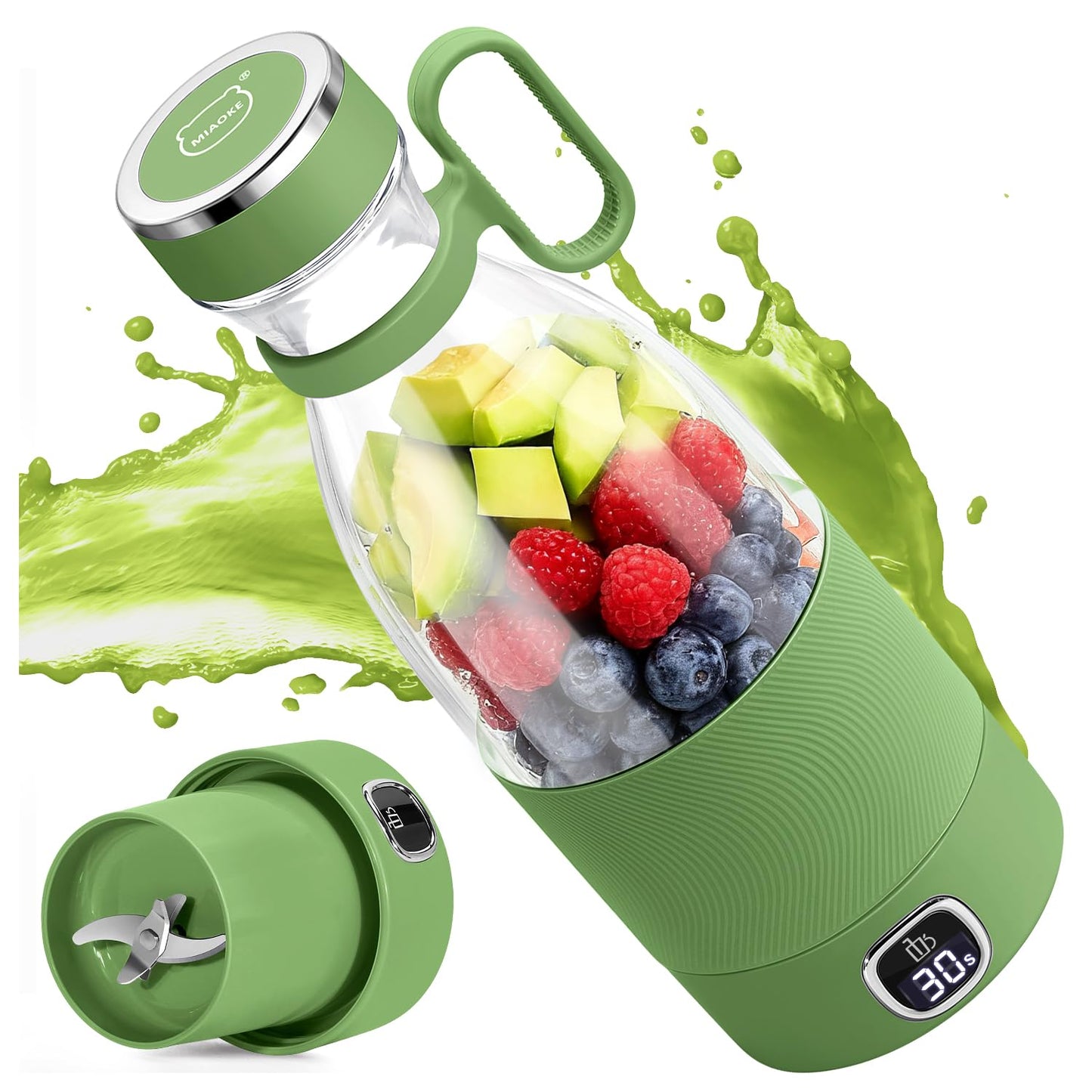 MIAOKE Portable Blender,Fashion Portable Blender for Shakes and Smoothies 11.8 Oz,Magnetic USB Fast Charging Mini Mixer Bottle,Take It for Traveling, Outdoor, Gym, Office, Cars, Gift -PK