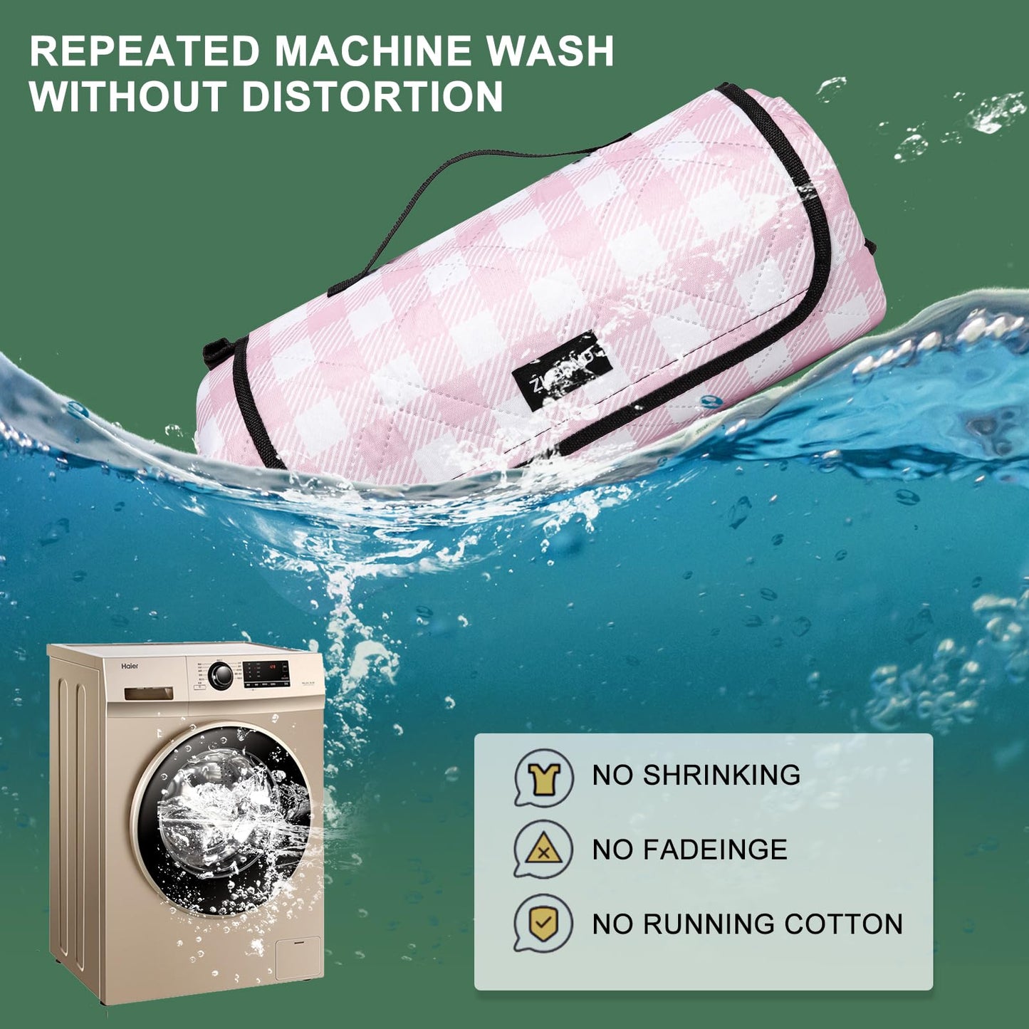 Picnic Blankets Outdoor Blanket Waterproof, 80''x80'' Extra Large Beach Blanket Sandproof Foldable Machine Washable, Vintage Gingham Picnic Mat Grass Lawn Park Family Camping Party Music Festival