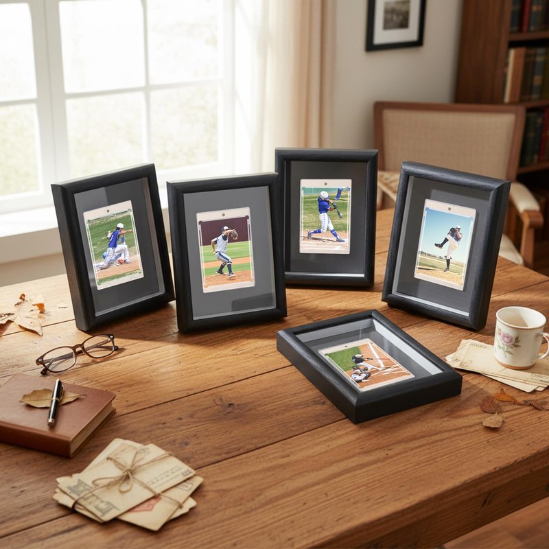 AceOrbit 6 Pcs Trading Card Display Frames, Baseball Sports Card Frame with Acrylic Magnetic Cards Display for Show & Protect 2.5 x 3.5 Inch Sports Baseball Football Hockey Game Trading Cards