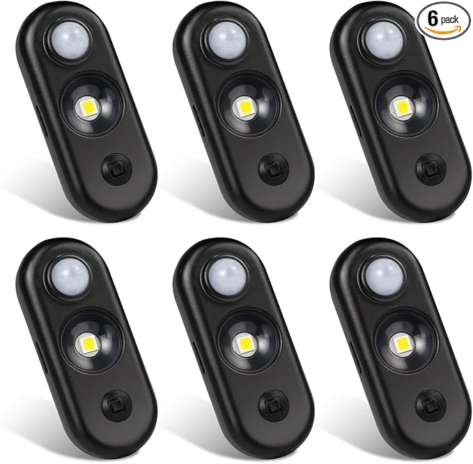 LED Motion Sensor Light Indoor, Black Magnetic Under Cabinet Lighting Daylight White, Dimmable Rechargeable Puck Lights for Closet, Kitchen, Stairs(6 Pack)